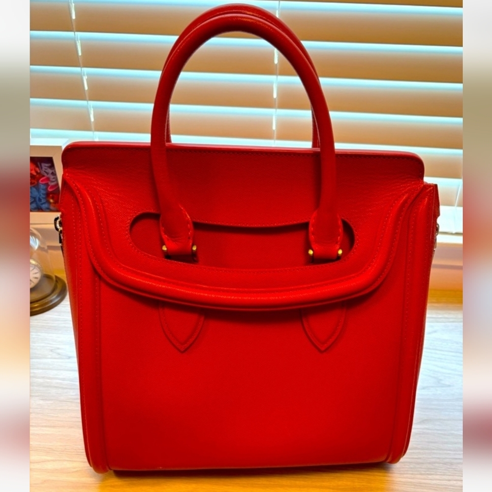 Alexander McQueen Vibrant Red Satchel Large Heroine Tote